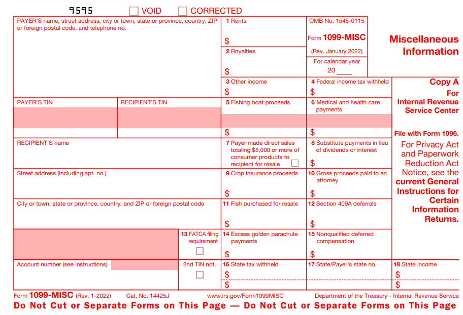 2022 Form 1099 for the State of Hawaii